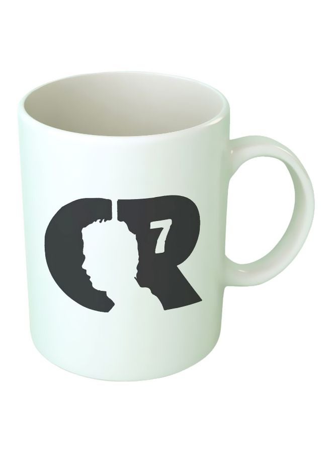 فاست برينت مج سيراميك مطبوع عليه كلمة "CR 7" أبيض/ أسود