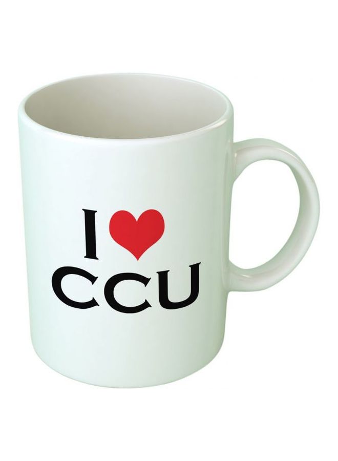 فاست برينت مج سيراميك مزين بطبعة "I Love CCU" أبيض/أسود/أحمر