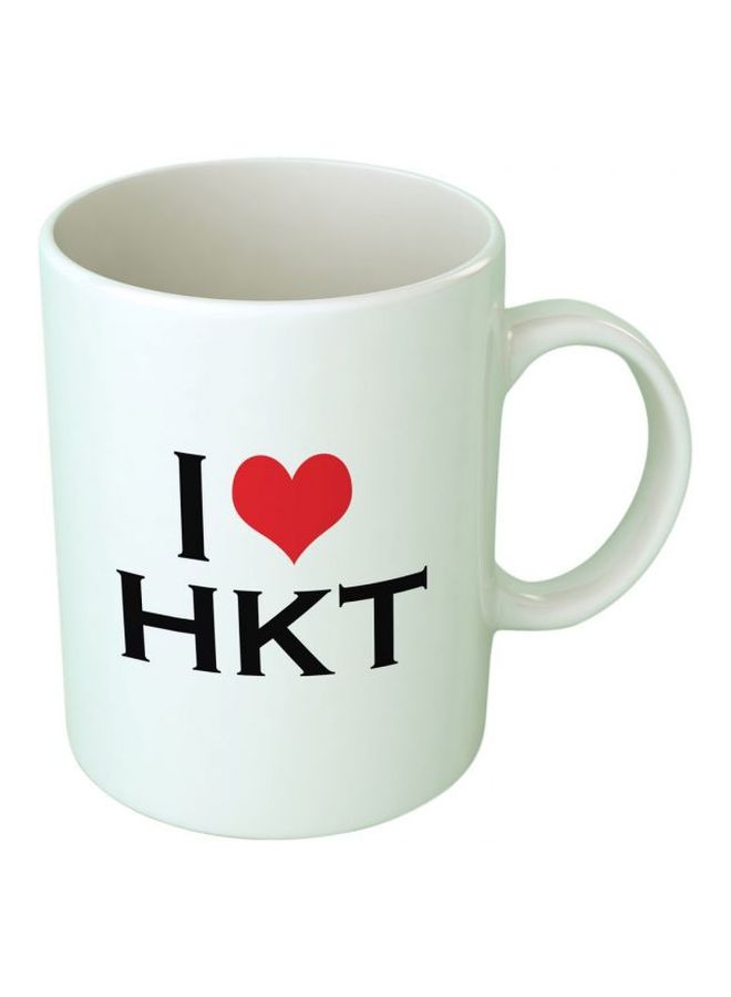 فاست برينت مج مطبوع  بعبارة "I Love HKT" أبيض/أسود/أحمر