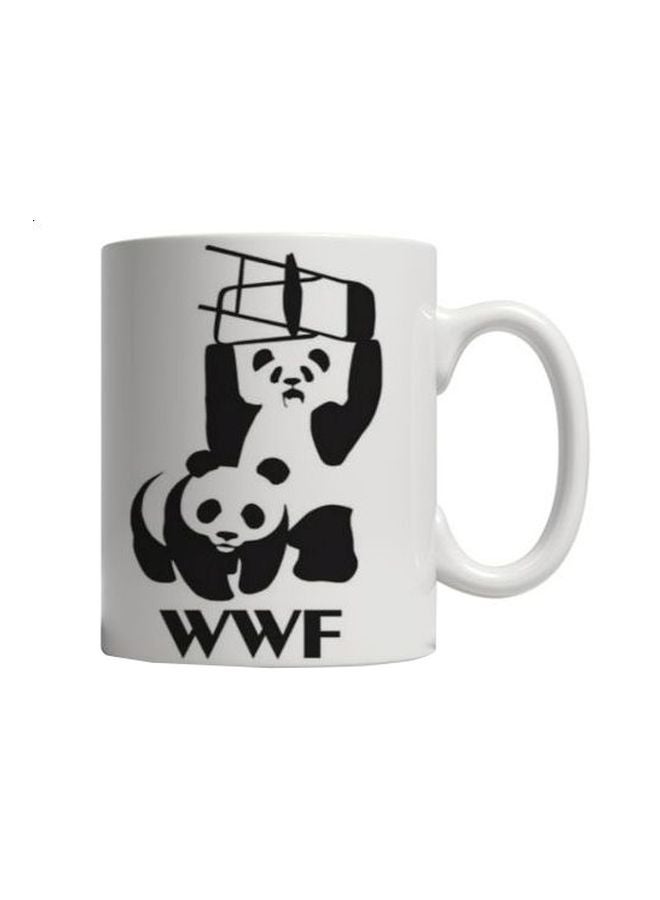 فاست برينت مج قهوة بطبعة على شكل دب الباندا أبيض/ أسود Standard Size