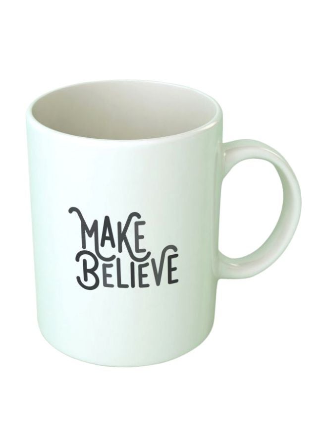 فاست برينت مج سيراميك مزين بطبعة "Make Believe" أبيض/رمادي