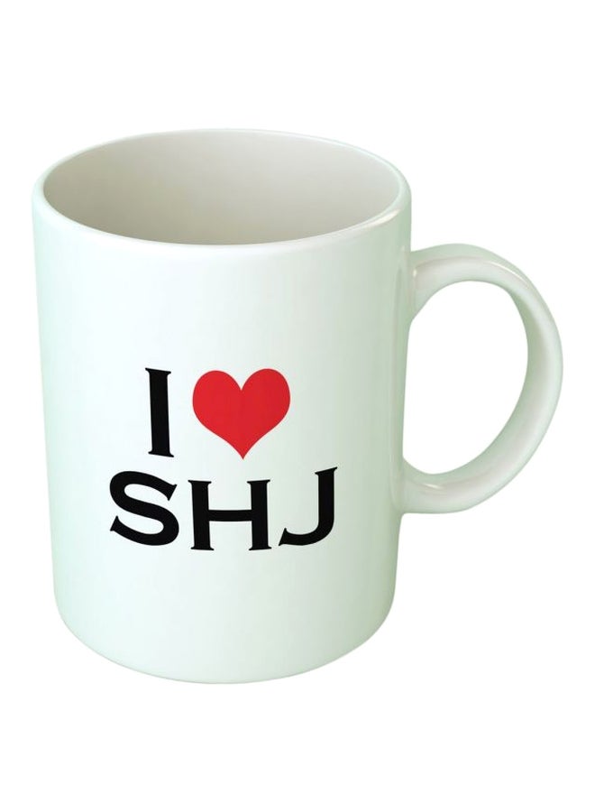 فاست برينت مج من السيراميك بطبعة تحمل عبارة I Love SHJ أبيض/أسود/أحمر