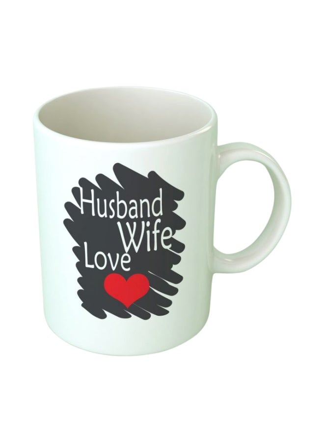 فاست برينت مج قهوة مزين بطبعة عبارة "Husband Wife Love" أبيض/أسود/أحمر Standard Size