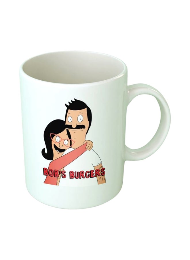 Printed Ceramic Mug White/Beige/Black
