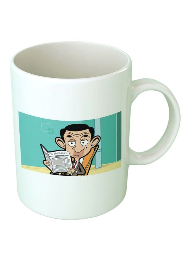 Fast Print Mr Bean Printed Ceramic Mug White/Blue/Black 350ml 