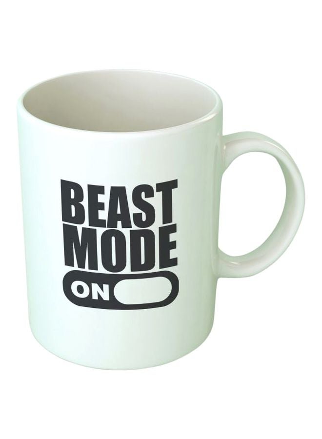 فاست برينت مج من السيراميك بطبعة تحمل عبارة Beast Mode On أبيض/ أسود 350ملليلتر