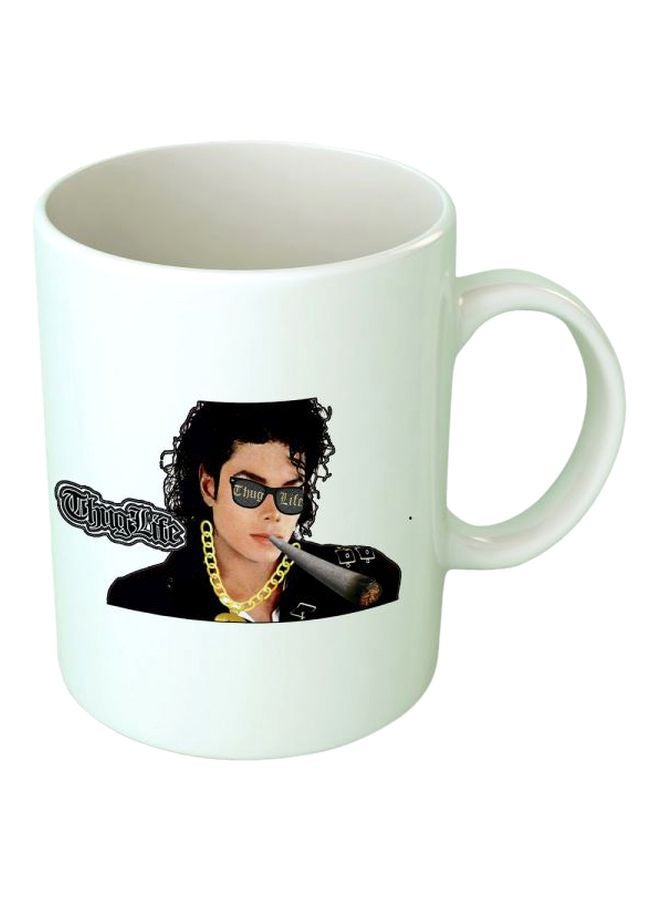 Fast Print Michael Jackson Printed Coffee Mug White/Black/Beige