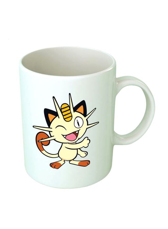 Fast Print Pokémon Cartoon Printed Ceramic Mug White/Beige/Yellow Standard Size