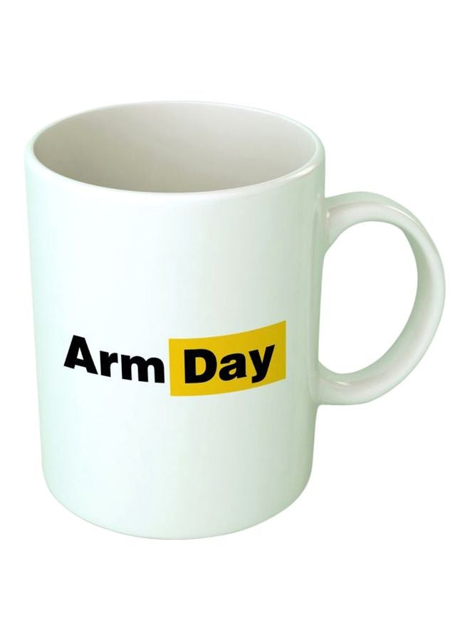 Fast Print Arm Day Printed Mug White/Black/Yellow