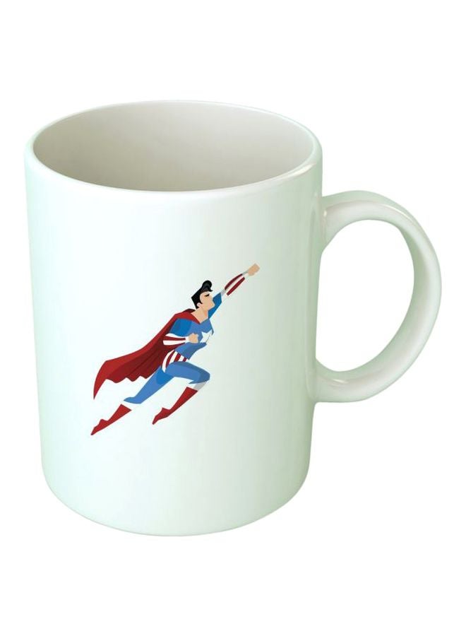 Fast Print Superman Printed Coffee Mug White/Blue/Red 350ml