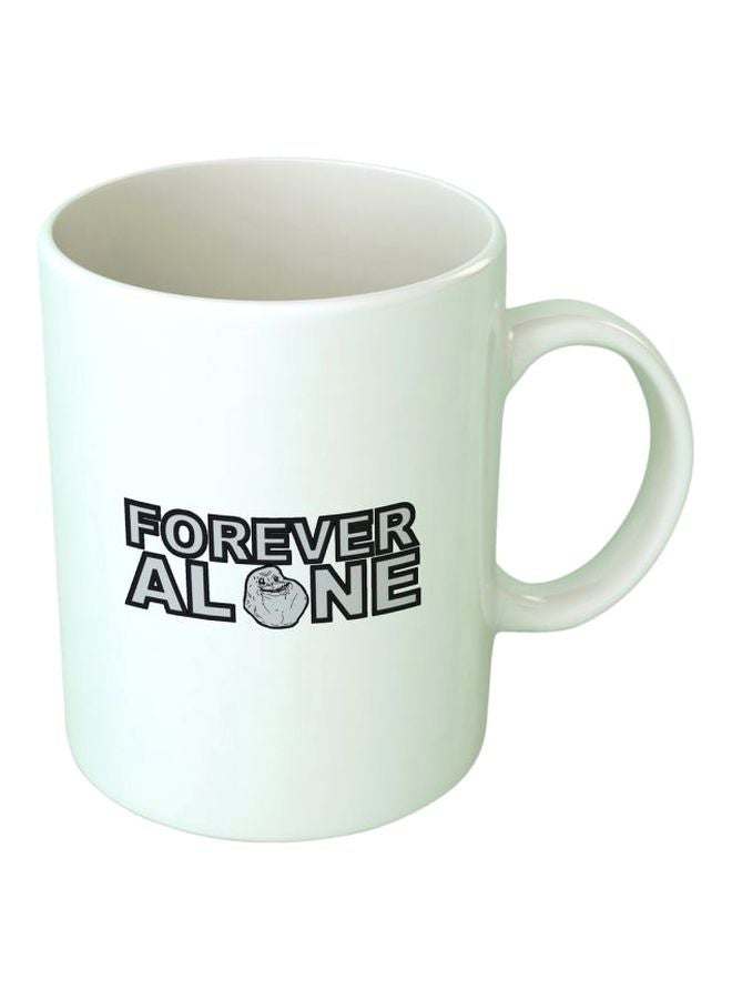 فاست برينت مج مصنوع من السيراميك مزين بطبعة "Forever Alone" أبيض/أسود/رمادي