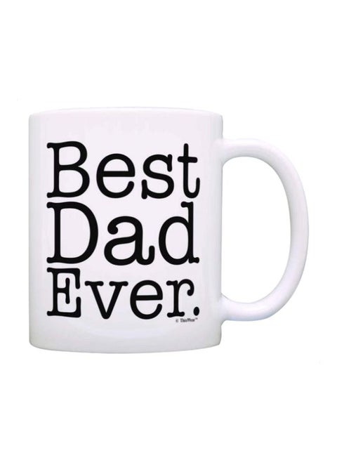 مج سيراميك بطبعة عبارة "Best Dad Ever" أبيض/ أسود 350ملليلتر