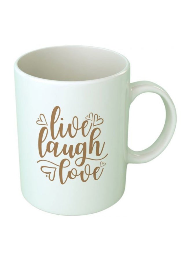 فاست برينت مج بطبعة تحمل عبارة Live Laugh Love أبيض/بيج