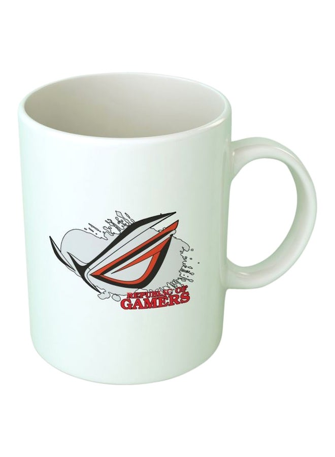 فاست برينت مج قهوة مطبوع بعبارة "Republic Of Gamers" أبيض/أحمر/أسود