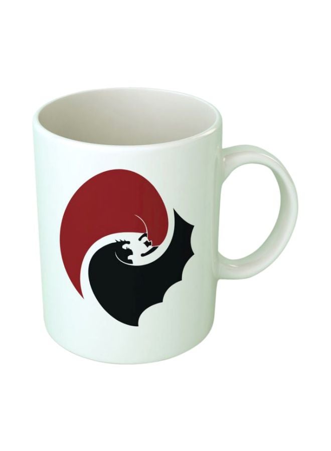 فاست برينت مج مزين بنمط مطبوع يمثل باتمان وسوبرمان أبيض/أسود/أحمر