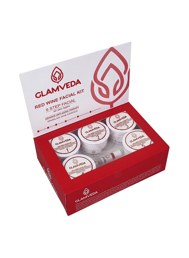 Glamveda 6-Piece Red Wine Advance Anti Ageing Facial Kit  - Image 1