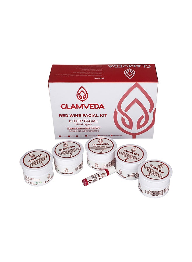 Glamveda 6-Piece Red Wine Advance Anti Ageing Facial Kit  - Image 2
