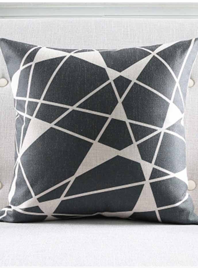 Decorative Cushion Cover Grey/White 45x45cm
