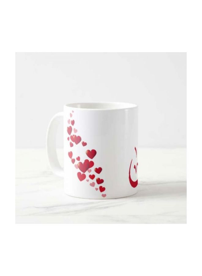 Porcelain Printed Coffee Mug White/Red One Size - Image 3