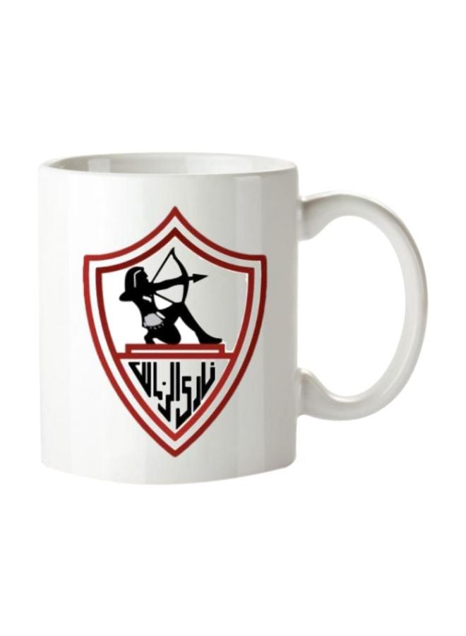مج مزين بنمط مطبوع بعبارة "نادي الزمالك" أبيض/أحمر/أسود