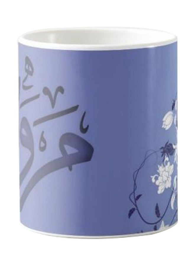 مج قهوة خزفي برسمة أبيض/أرجواني Standard - Image 1