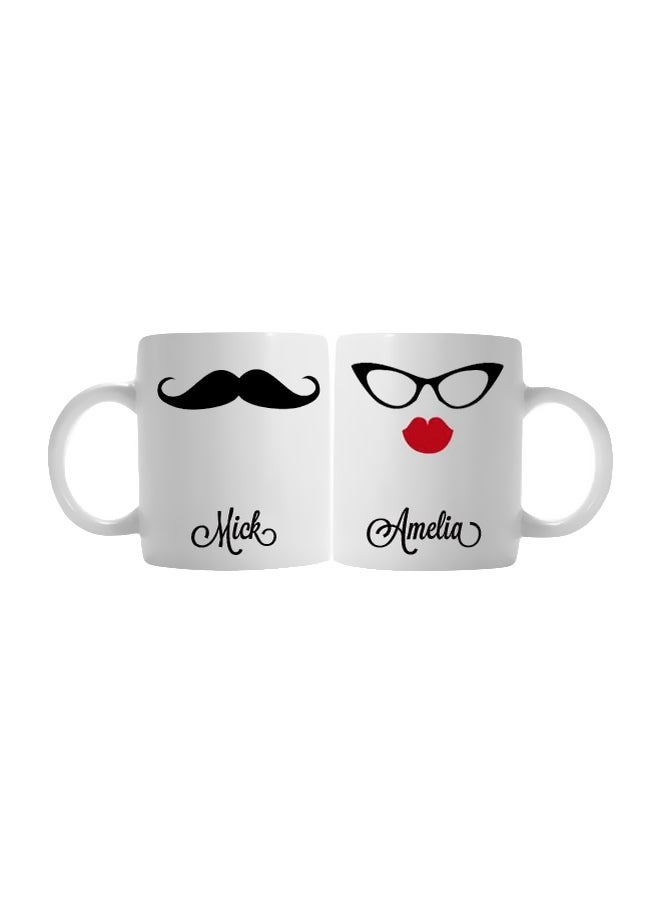 PH 2-Piece Printed Ceramic Mug Set White/Red/Black 
