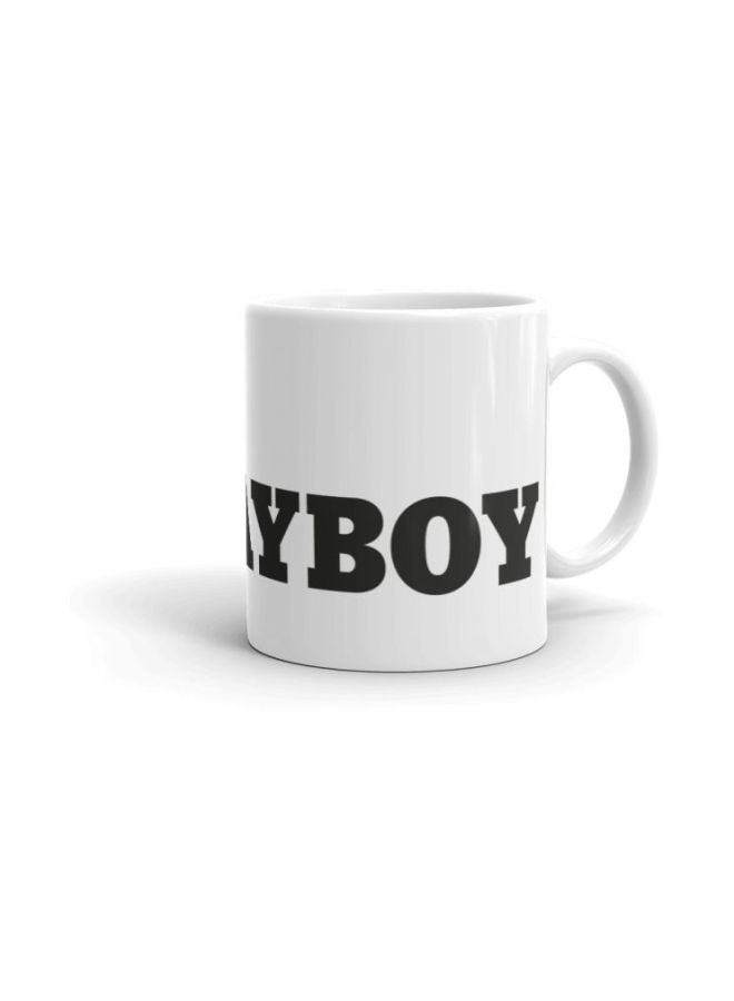 مج مطبوع عليه كلمة "Playboy" أبيض/ أسود - Image 2