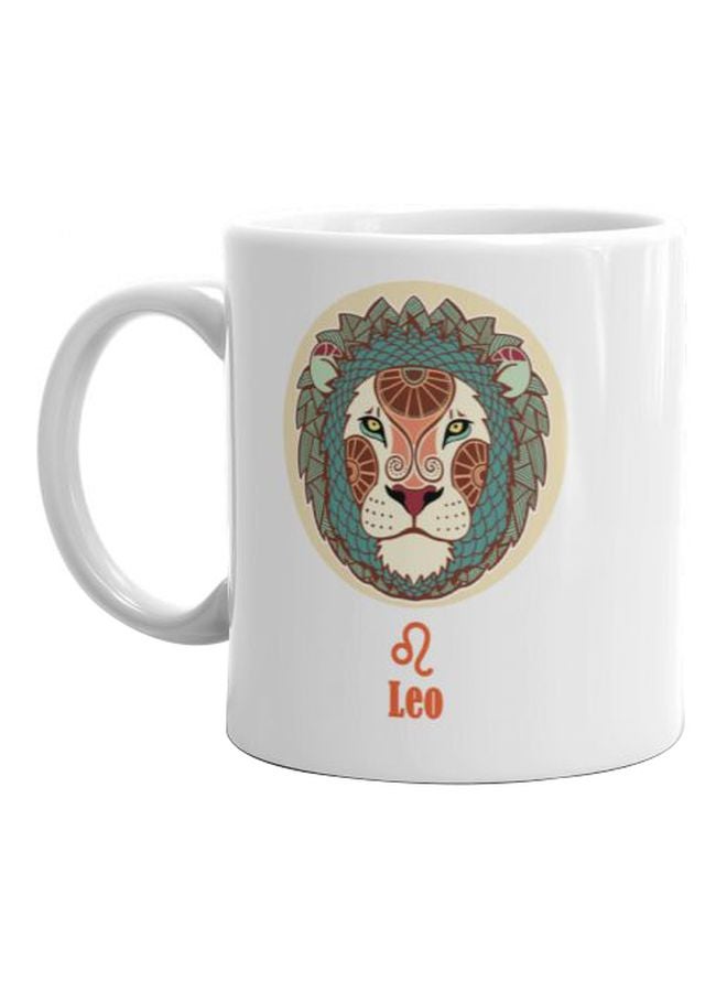 Leo Printed Mug White/Green/Orange - Image 1