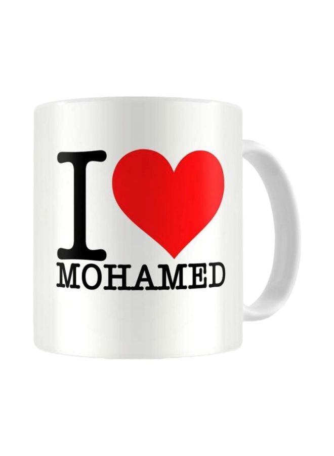 PH I Love Mohamed Printed Ceramic Mug White/Black/Red 