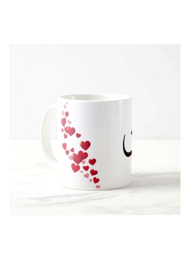 مج من الخزف مزين بطبعة أبيض/ أسود - Image 3