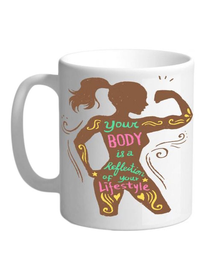 Printhouse Printed Ceramic Mug White/Brown/Yellow Standard