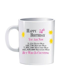 Sniper Printing Happy 14th Birthday Printed Mug White/Black/Yellow Standard 