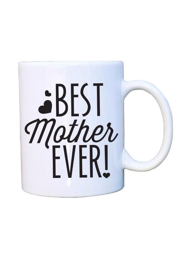 بي اتش مج من السيراميك مطبوع عليه عبارة "Best Mother Ever" أبيض/ أسود