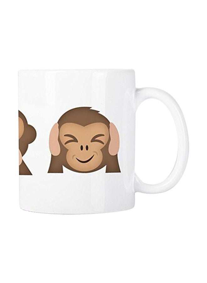 Printhouse Emoji Printed Ceramic Mug White/Beige/Brown 