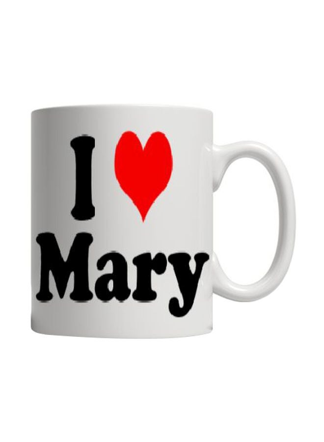 بي اتش مج سيراميك مطبوع عليه عبارة I Love Mary أبيض/أسود/أحمر