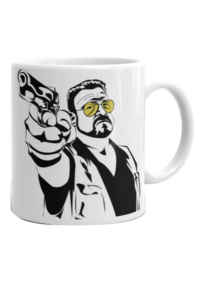 أوسلو مج بطبعة بتصميم فيلم The Big Lebowski أبيض/أسود/أصفر