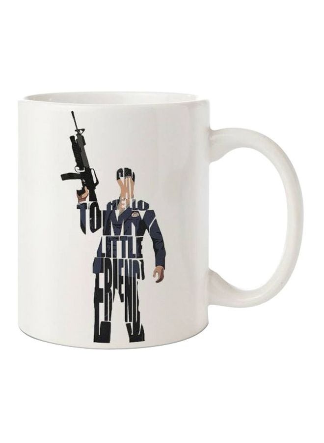 Hazel Scarface Printed Ceramic Mug White/Black/Beige 