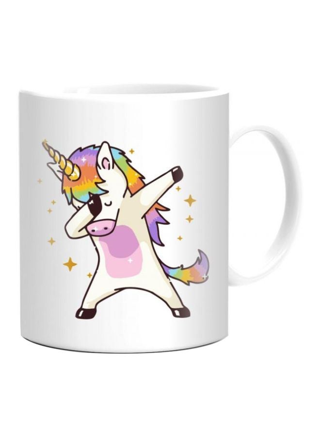 papeyone - Unicorn Printed Ceramic Mug White/Yellow/Purple - Image 1