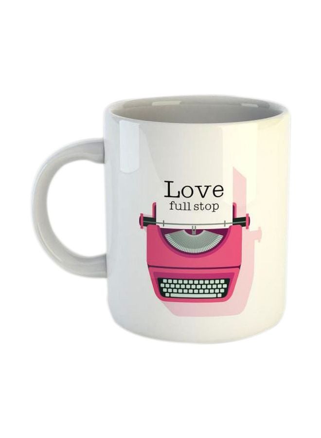 بي اتش مج مزين بطبعة "Love Full Stop" أبيض/وردي/أسود