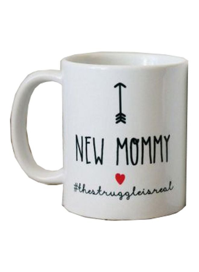 بي اتش مج مزين بنمط مطبوع بعبارة "New Mommy" و"New Daddy" من قطعتين أبيض/ أسود