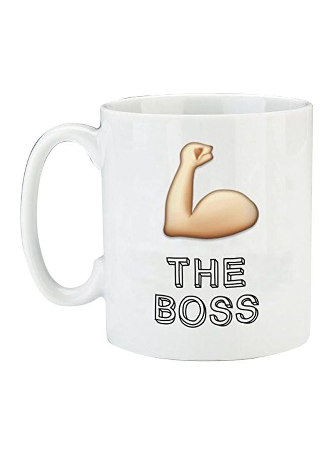 برينت هاوس مج بطبعة تحمل عبارة The Boss أبيض/ بيج/ أسود