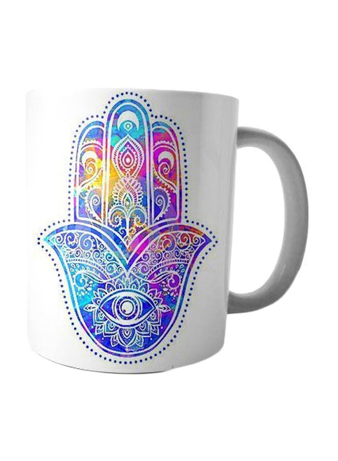 فاست برينت مج قهوة من السيراميك مزين بطبعة أبيض/أزرق/أصفر