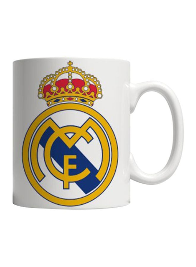 مج من السيراميك بطبعة أبيض/أزرق/أصفر