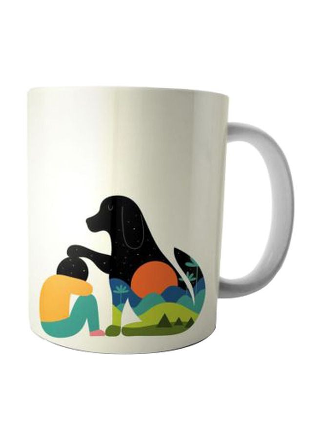 فاست برينت مج قهوة من السيراميك مزين بطبعة أبيض/أسود/أصفر Standard