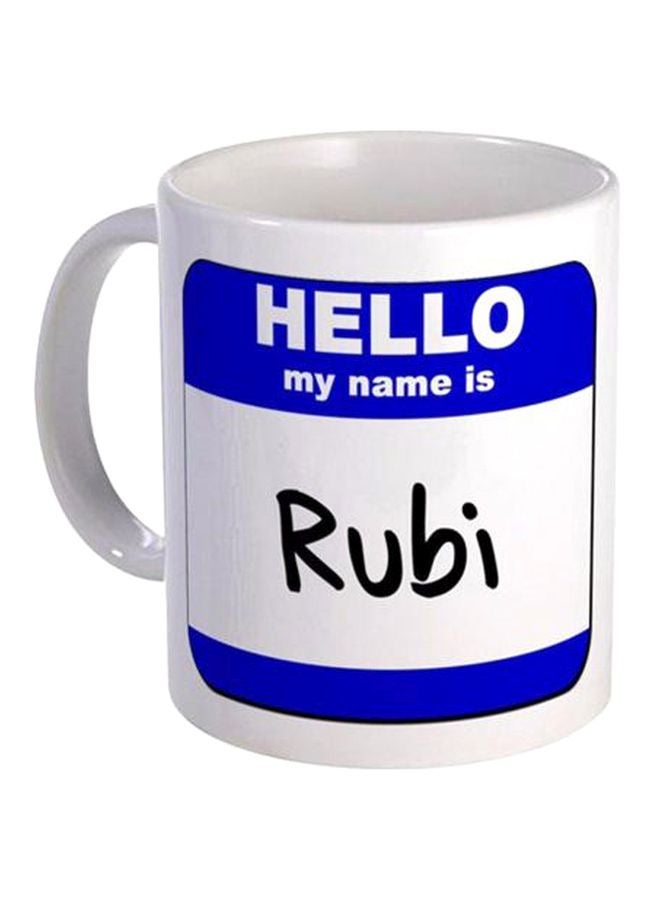 PH Hello My Name Is Rubi Printed Mug White/Blue/Black 