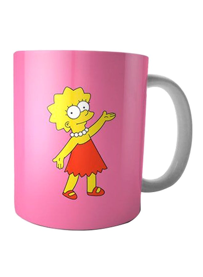 فاست برينت مج قهوة من السيراميك مزين بطبعة وردي/ أصفر/ برتقالي 350ملليلتر