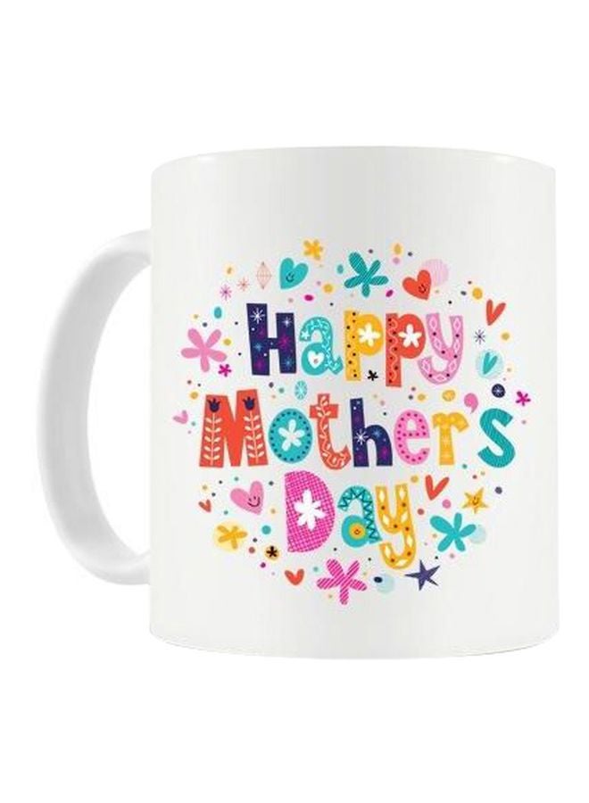 مج مطبوع بعبارة "Happy Mothers Day" أبيض/وردي/أصفر
