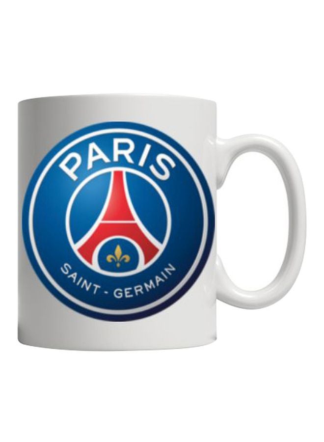 مج من السيراميك بطبعة شعار باريس سان جيرمان أبيض/أزرق/أحمر