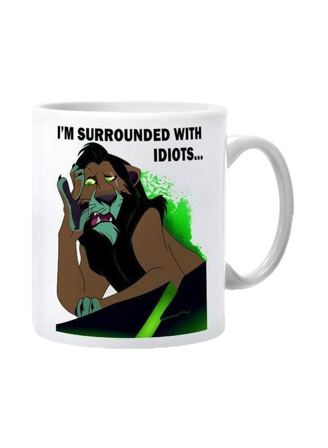 PH Printed Ceramic Mug White/Brown/Black 