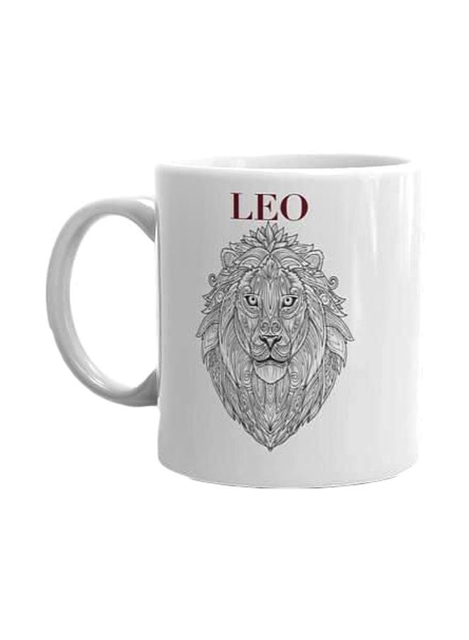 بي اتش مج مطبوع بكلمة Leo أبيض/ أسود